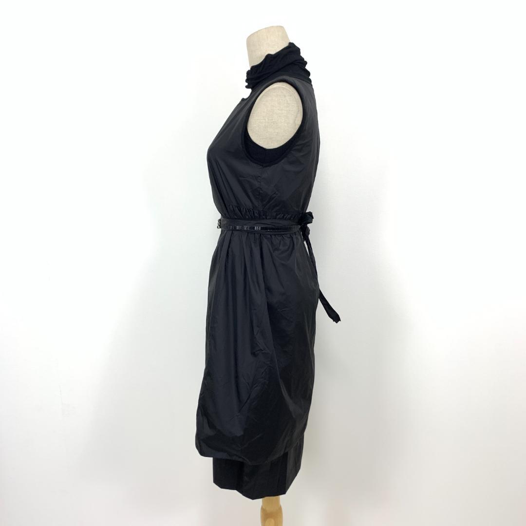 LA7582 エスマックスマーラ レイヤード ノースリーブワンピース 黒 S