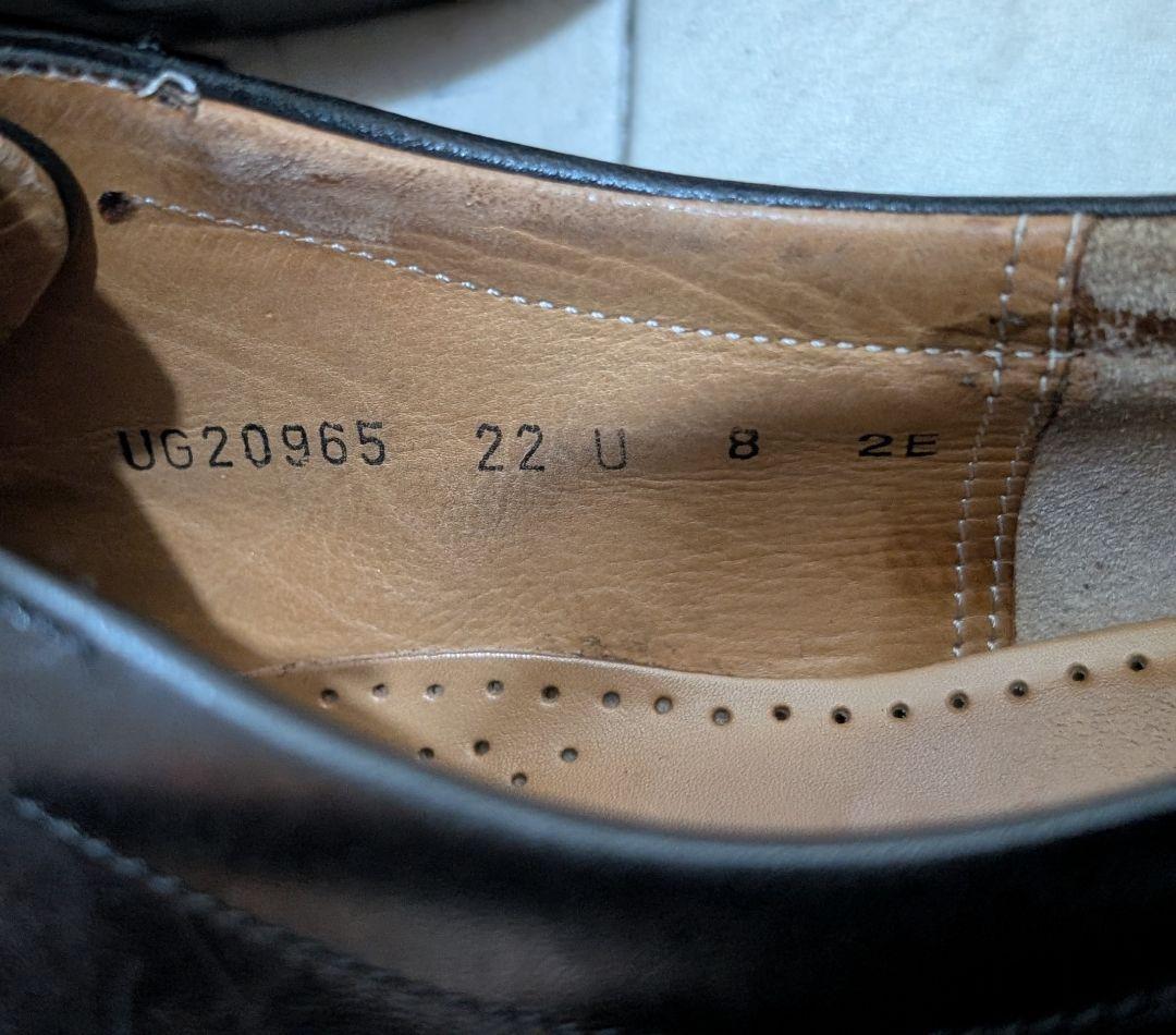 【美品・保存袋付】フェラガモ Uチップ 8 2E (26cm) 外羽根 黒