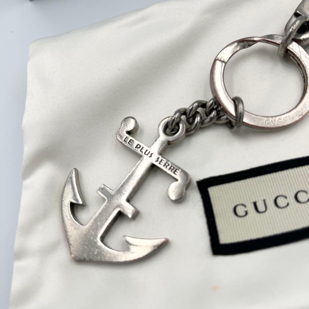 【希少】GUCCI キーホルダー　キーリング　アンカー　イカリ　ロゴ　付属品有り