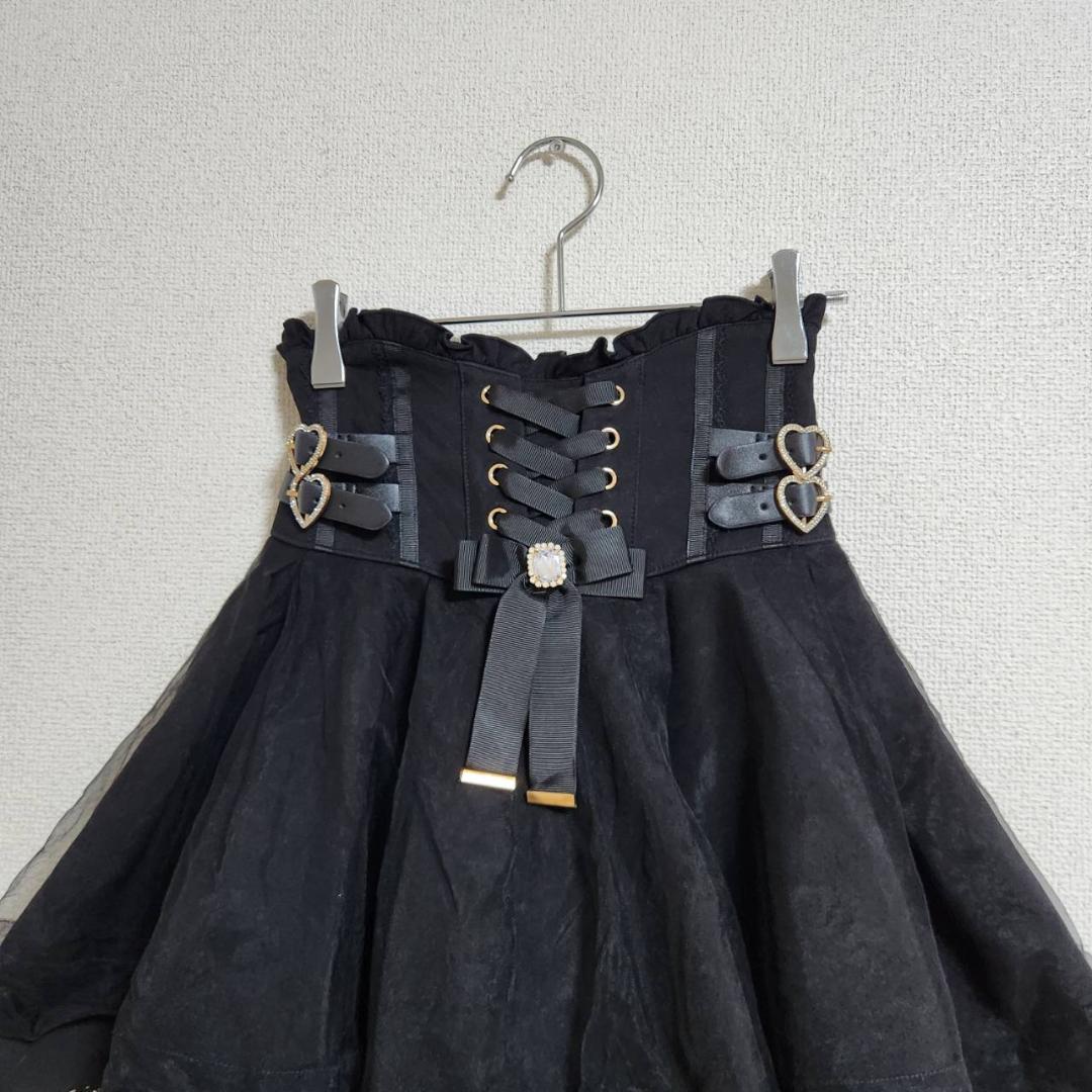 LIZLISA レースアップコルセットライクスカパン ブラック フリーサイズ