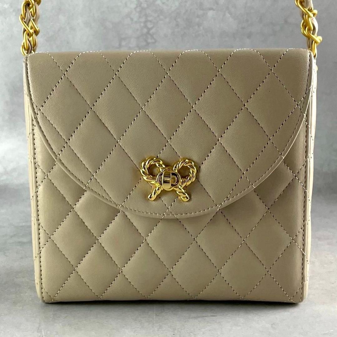 美品　キミジマ　コレクション ベージュ　キルティングレザー　バニティバッグ