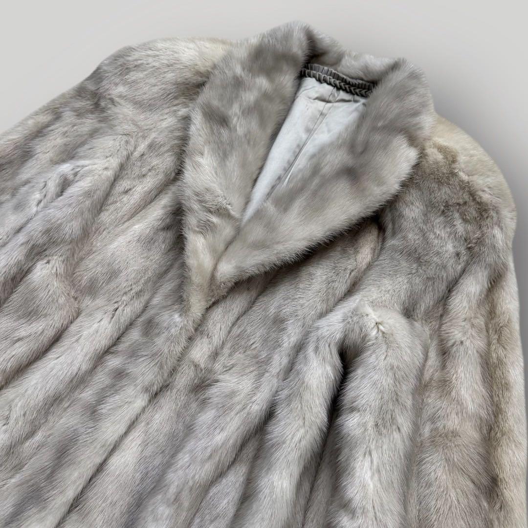 総丈100●サファイアミンク ロングコート リアルファー 本毛皮 XL