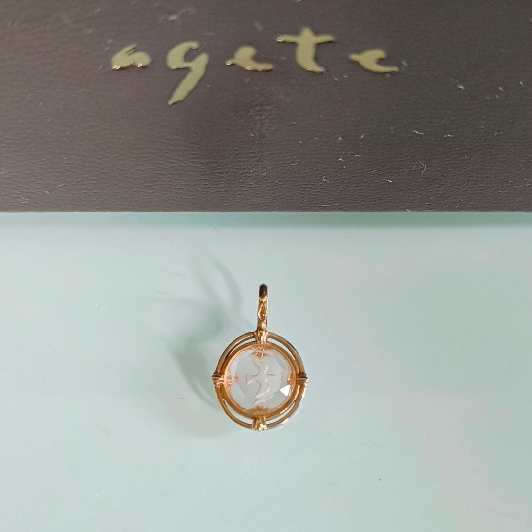 ②　チャーム　agete　K10 ゴールド　限定　ローズクォーツ　鳥　ネックレス