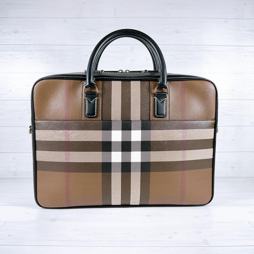 けんこ バーバリー ブラウン チェック エインズワース ブリーフケース