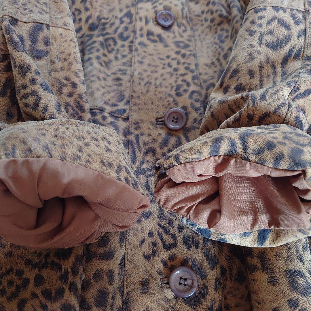 海外ビンテージ ヒョウ柄 本革レザーコート カナダ製 大きいサイズ レオパード