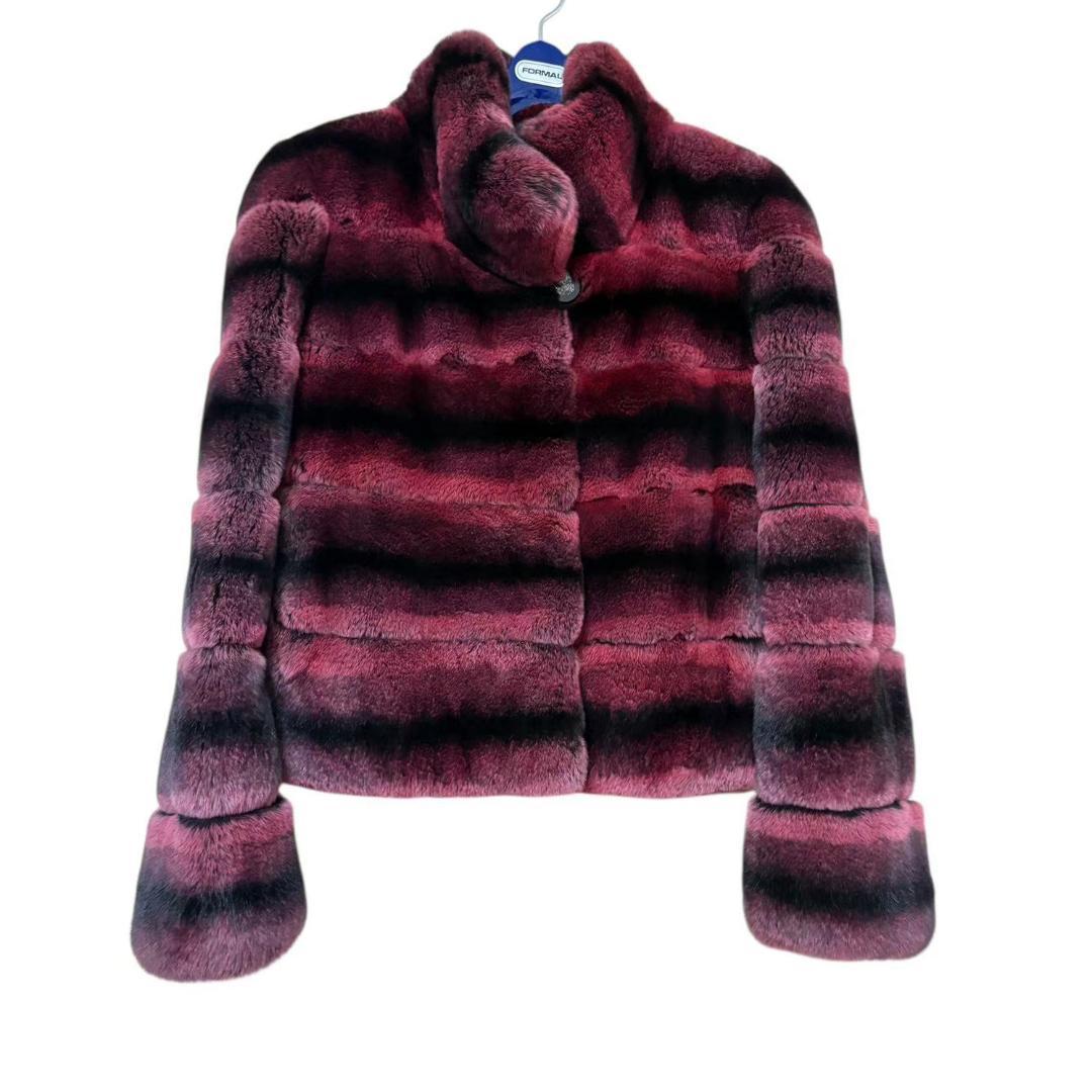 美品　リアルファーコート　毛皮　ラビットファー　彩り鮮やか　ボリューム　柔らか