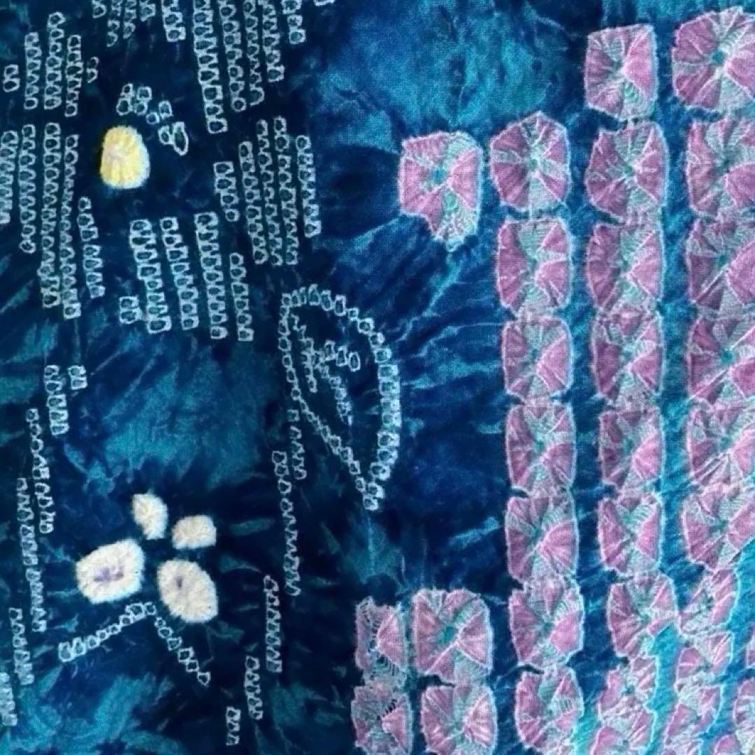 椿★ 有松絞り浴衣・有松鳴海絞り 大輪花模様　上質　N7-16