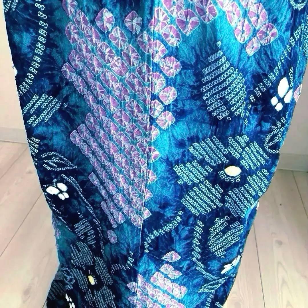 椿★ 有松絞り浴衣・有松鳴海絞り 大輪花模様　上質　N7-16