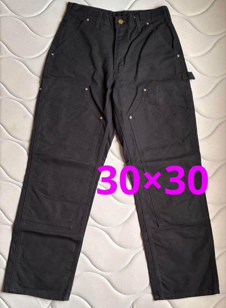 【美品】Carhartt カーハート ダブルニー 30 x 30 ブラック