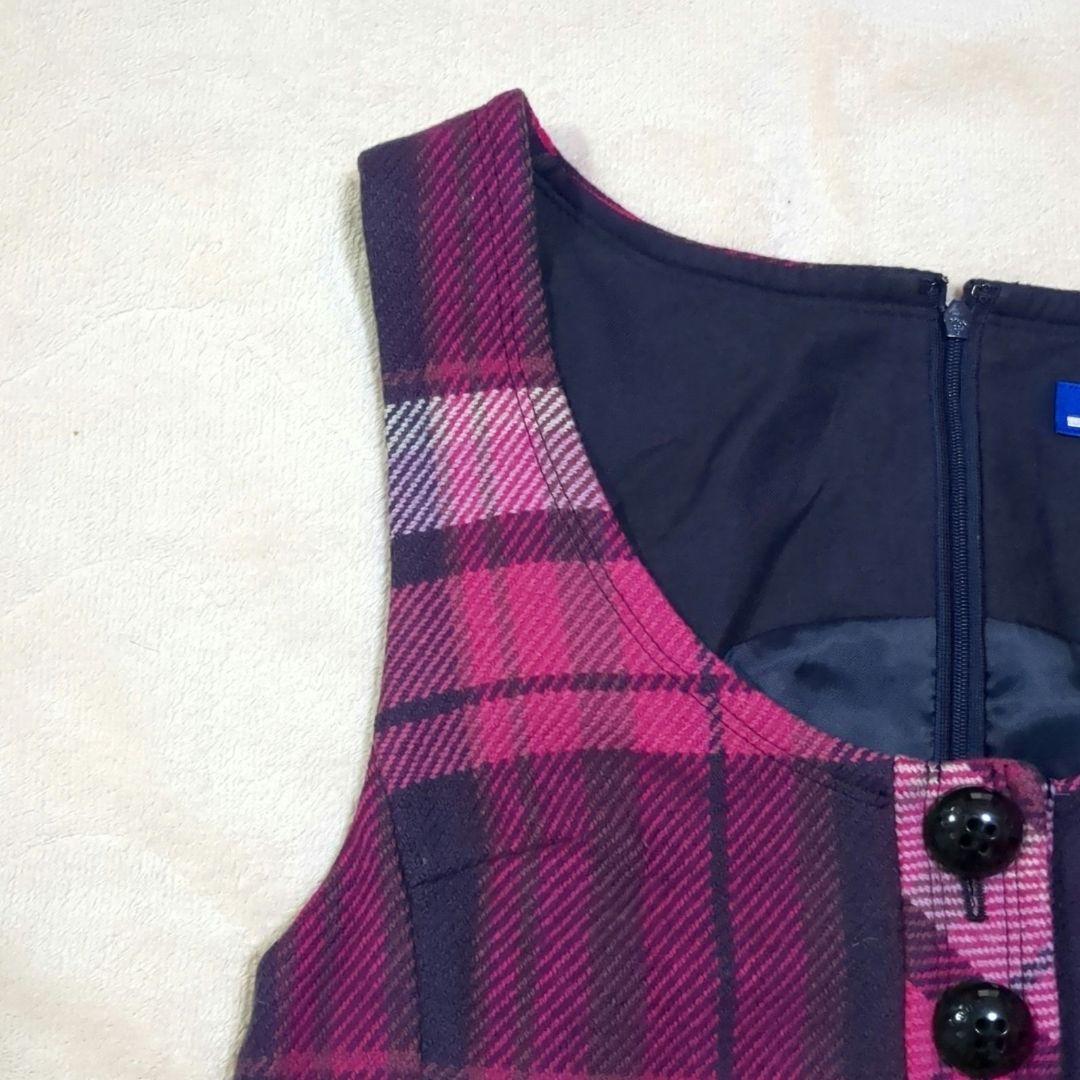 バーバリー　ブルーレーベル　ジャンパースカート　チェック　プリーツ　ピンク　38