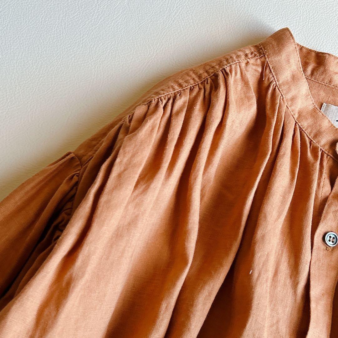 美品 ICHI Antiquite's ⿻ リネン ギャザー ワイドブラウス 麻