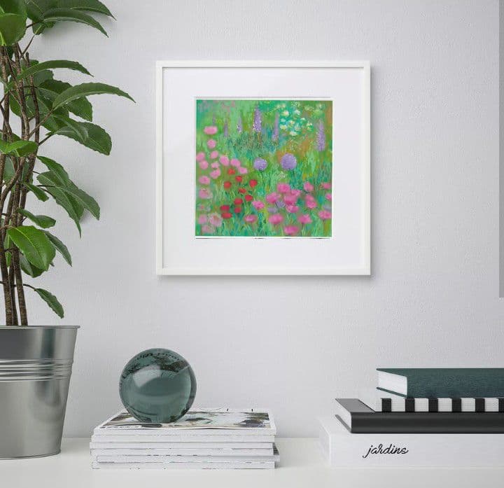 spring gardenオイルパステル原画　額付き