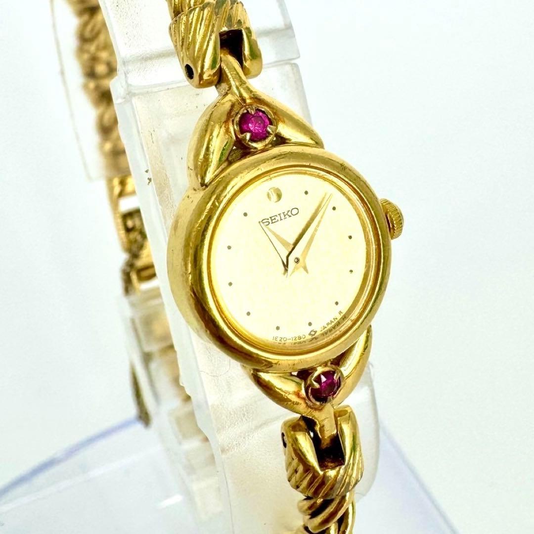 【新品電池】SEIKO ゴールド レディース 腕時計　カラーストーン　クォーツ
