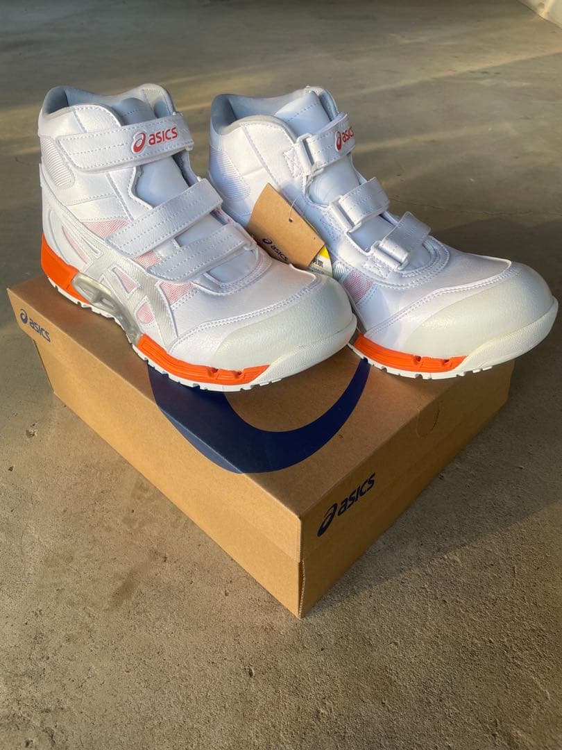 ASICS ハイカット安全靴 ホワイト/オレンジ