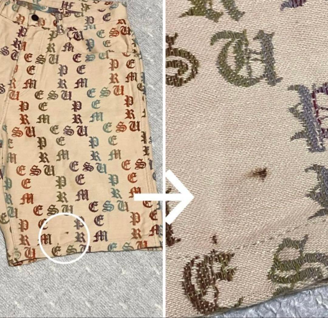 22ss！シュプリーム［ショートパンツ］デニム　ジャガード　総柄　ロゴ　ハーフ