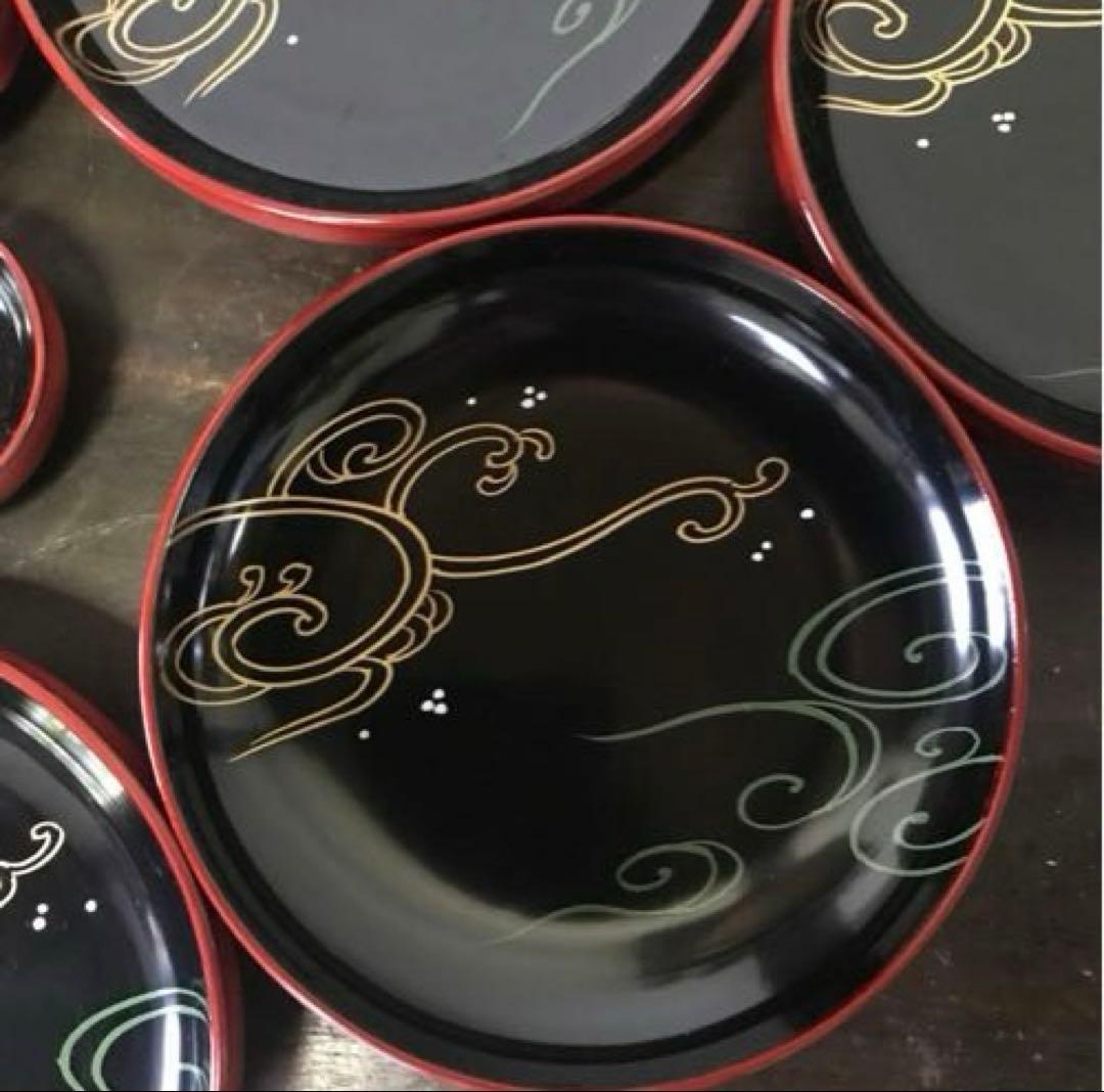 美品　輪島塗　蒔絵　当時物　漆器　刺身皿　取り皿　銘々皿　お祝い事　共箱付き