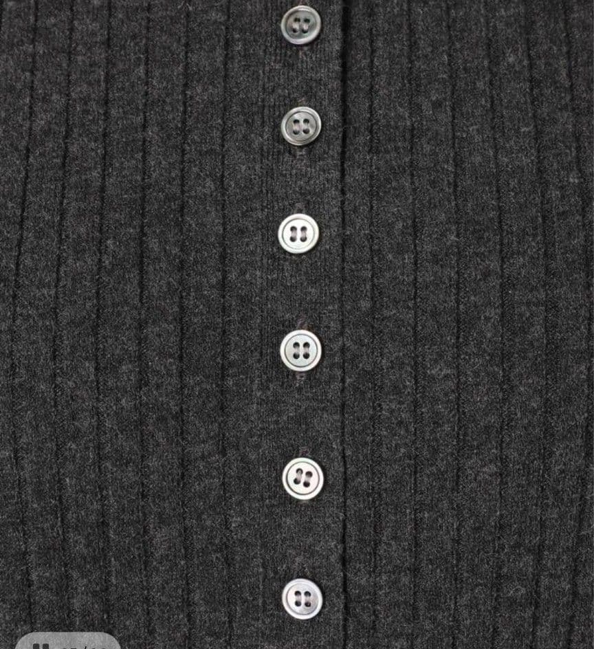 《手洗い可 / 追加》ヘンリーネックリブニットワンピース グレ－