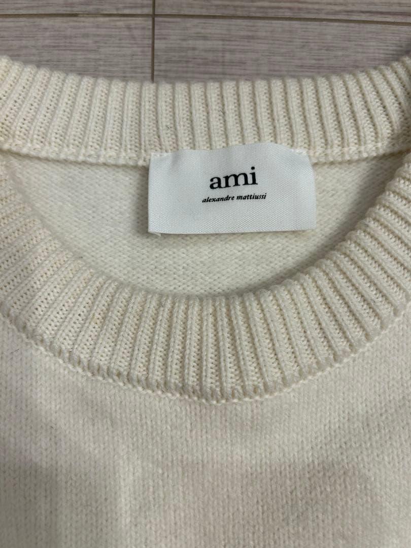 【芸能人着用】AMI PARIS アミパリス ロゴニット セーター ホワイト M