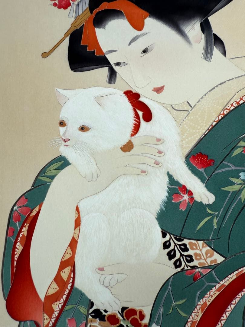 T15 伝統工芸士副会長 摺師 本田春麗 限定17/60部 原画（目黒雅叙園）猫