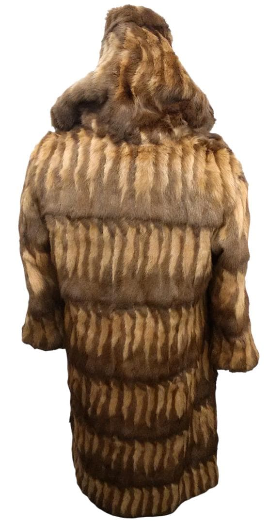 ロシアンリス　毛皮　リバーシブル　シルク　フード付き　ロングコート