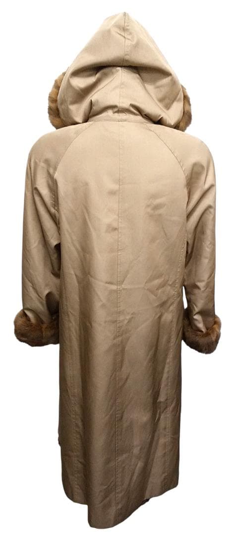 ロシアンリス　毛皮　リバーシブル　シルク　フード付き　ロングコート