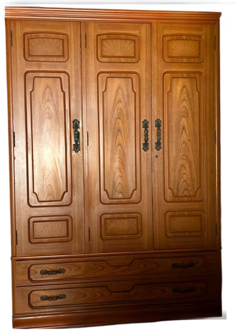 C】高品質な木製クローゼット 洋服タンス クラシックな装飾 洋ダンス