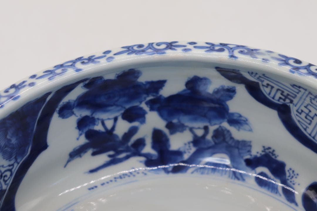 江戸　伊万里　染付　鶴紋大鉢　送料込み1121