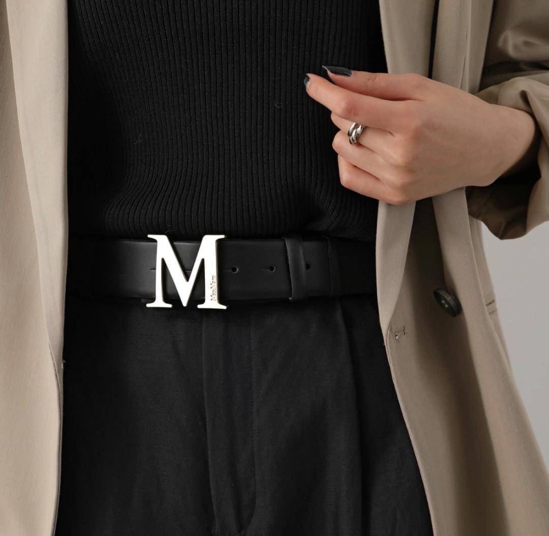 【極美品✨】希少✨ MaxMara マックスマーラ　ベルトレザー Mロゴ ベルト