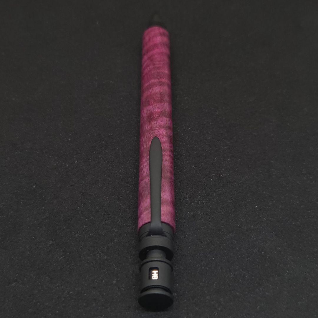 No.03ハンドメイド製図用シャープペンMDS1木軸パープルハート縮み杢