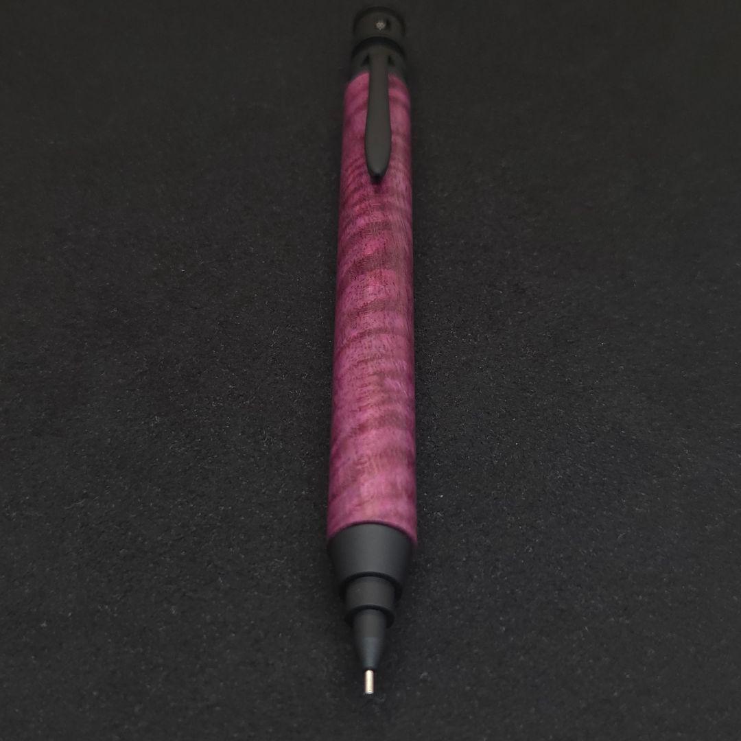No.03ハンドメイド製図用シャープペンMDS1木軸パープルハート縮み杢