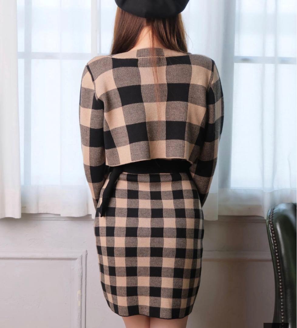 LIP SERVICE レトロチェックアンサンブルニットワンピース