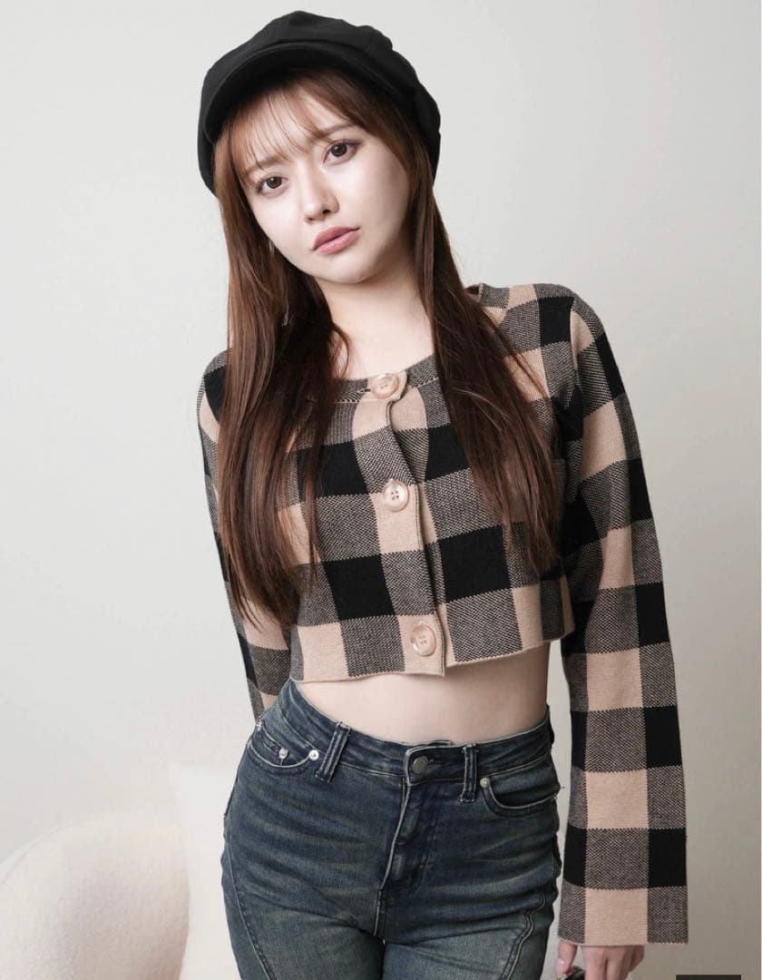 LIP SERVICE レトロチェックアンサンブルニットワンピース