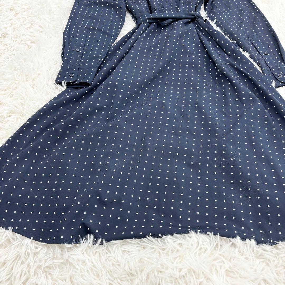 極美品　近年モデル　ラルフローレン　シャツワンピース　水玉　リボン　ロング丈