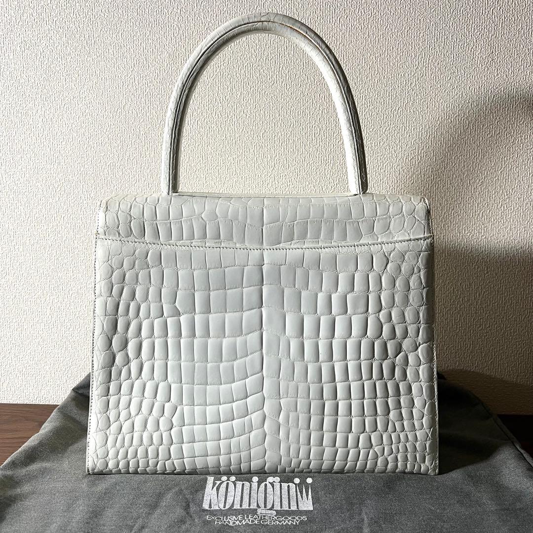 Konigin クーニギン IRV ドイツ クロコダイル ハンドバッグ ホワイト