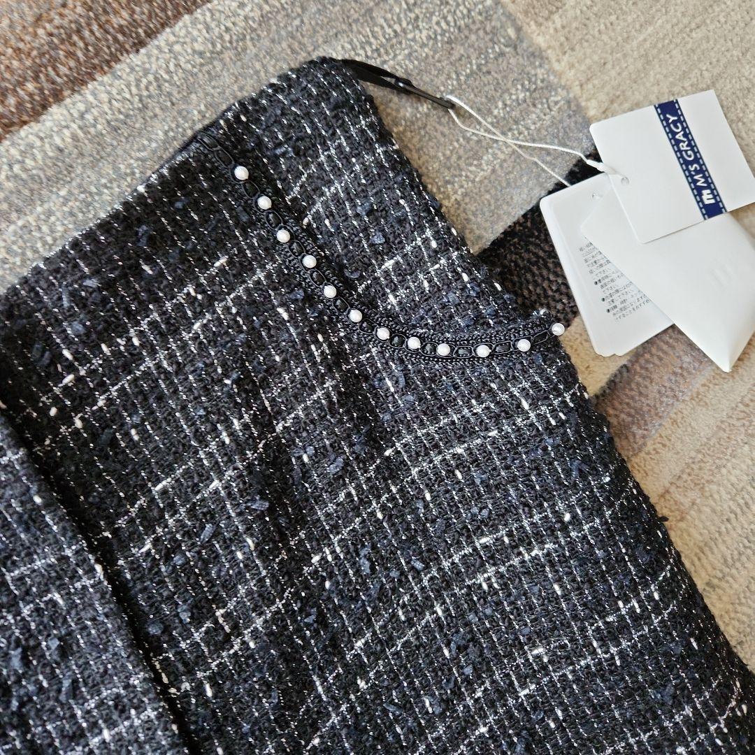 新品M'S GRACY ツイードガウチ ョパンツ ブラック系サイズ38