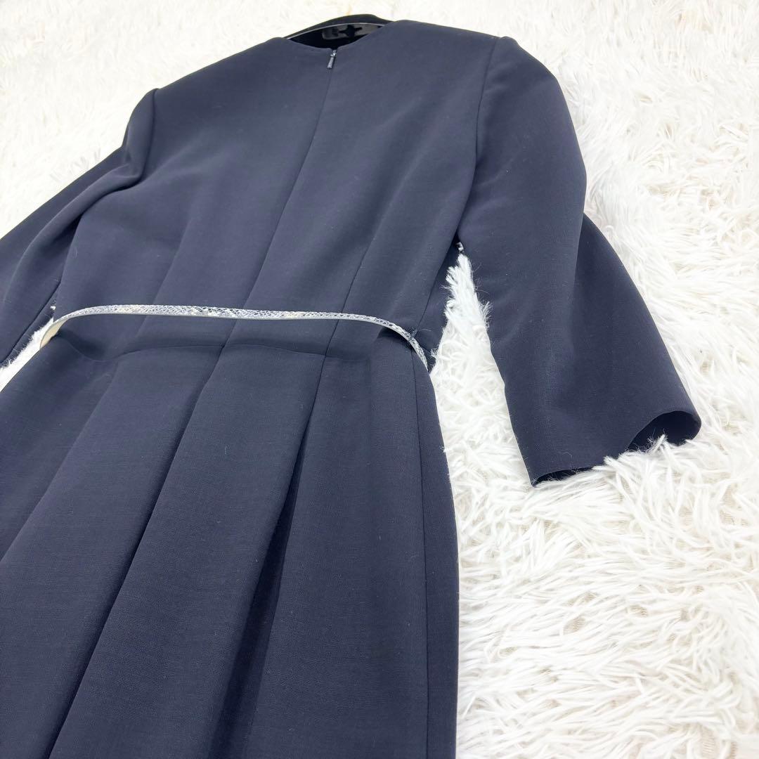 美品　マックスマーラ　白タグ　ロングワンピース　ウール　ベルト付　フォーマル