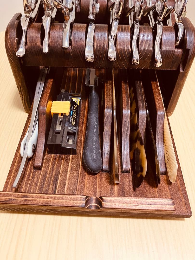 Bタイプ2段シザートレイ　シザースタンド　シザーケース　ハサミ皿　ハサミ置き