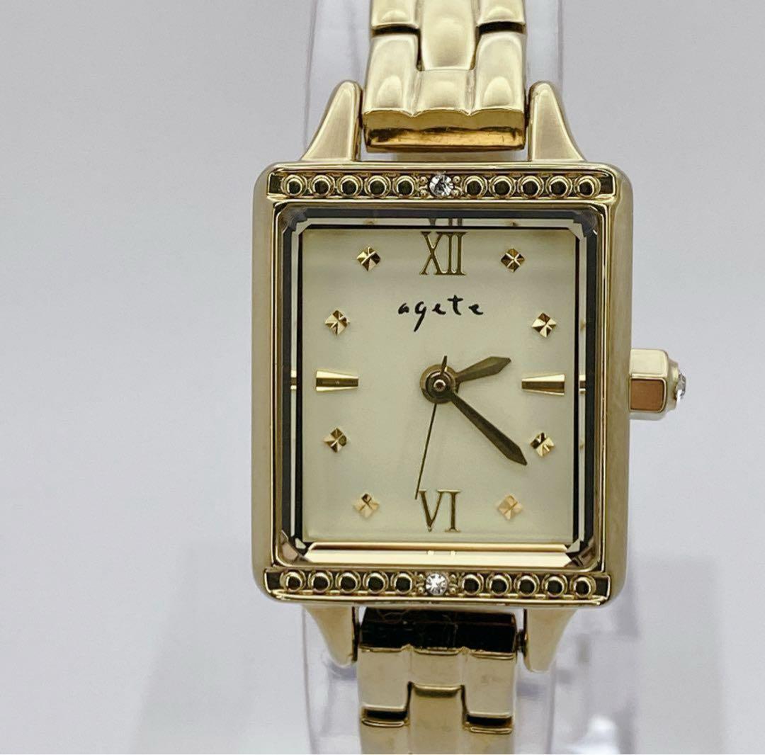 アガット　スクエアフェイス　ストーン付　ベルト16㎝