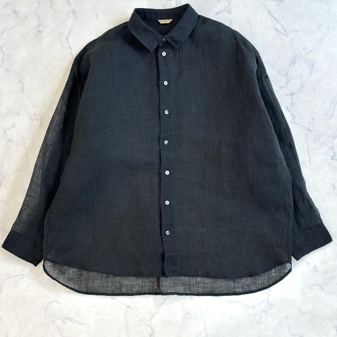 アーツアンドサイエンス リネン 長袖シャツ ブラウス 黒ty4