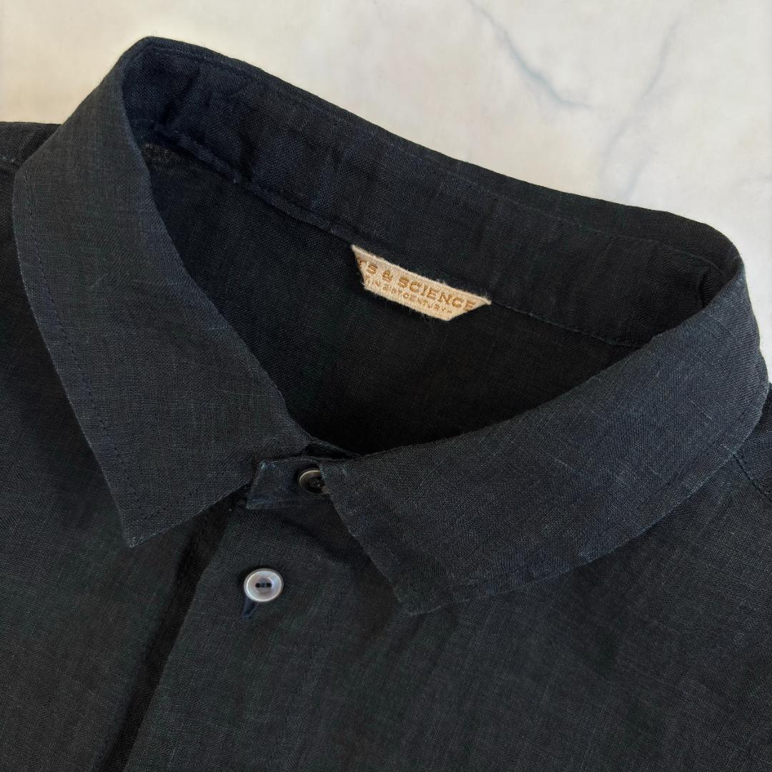 アーツアンドサイエンス リネン 長袖シャツ ブラウス 黒ty4