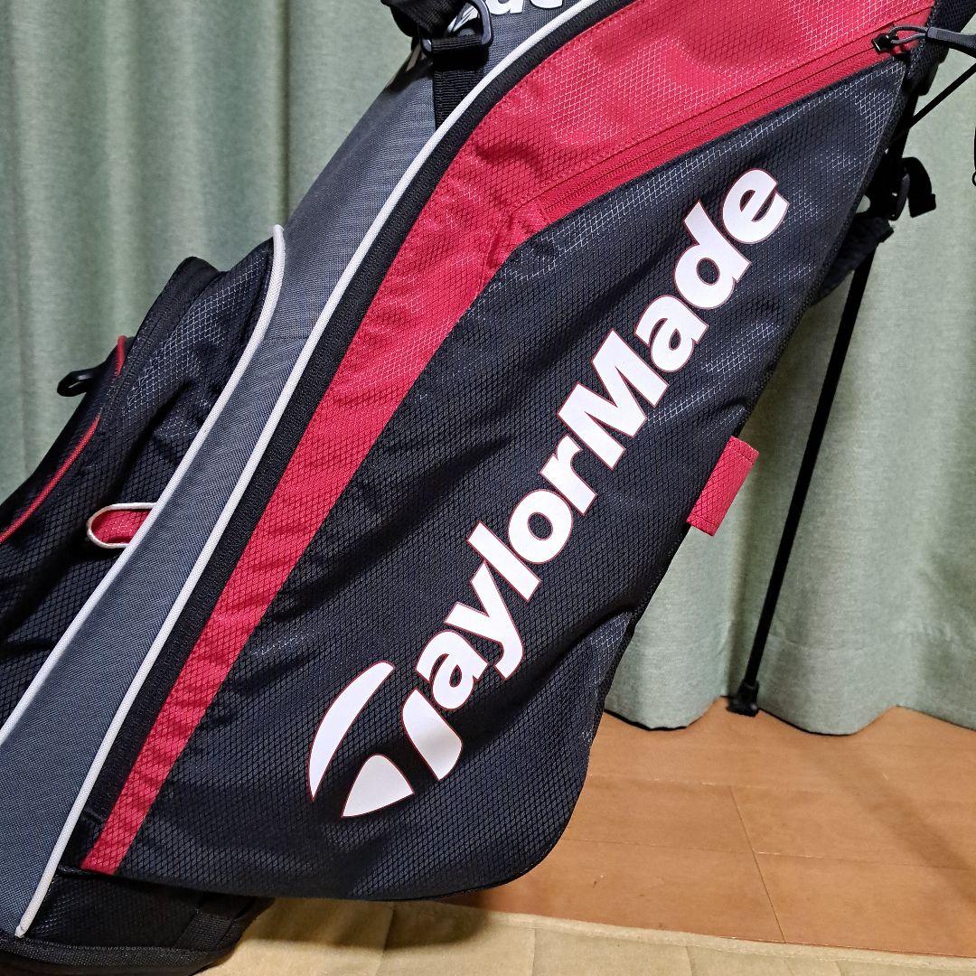 TaylorMadeスタンド式キャディバッグ 黒/赤。フード付き。極美品！