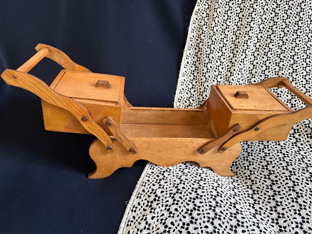 おままごと 木製ソーイングボックス お裁縫箱 フランスアンティーク