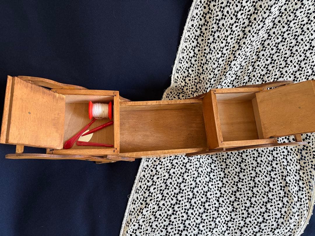 おままごと 木製ソーイングボックス お裁縫箱 フランスアンティーク