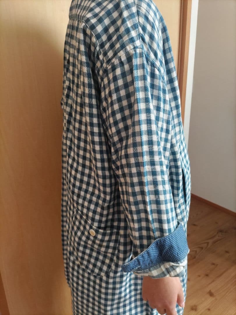 快晴堂チュニック（幅広青色チェック）