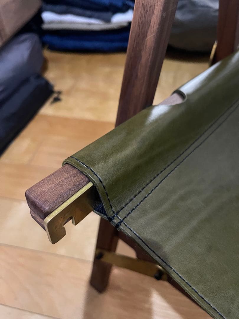 CAMP OOPARTS オーク材 チェア　座面革製　LOWTYPE