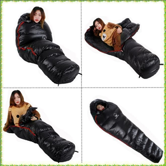 ✨後悔しない寝袋選び✨アウトドア　マミー型寝袋　ダウンシュラフ　黒　700g