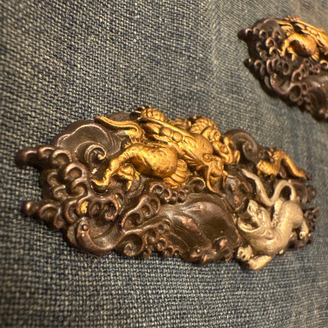 SALE⬇️時代物 目貫 龍虎　金銀　骨董　金工　刀装具　銅製