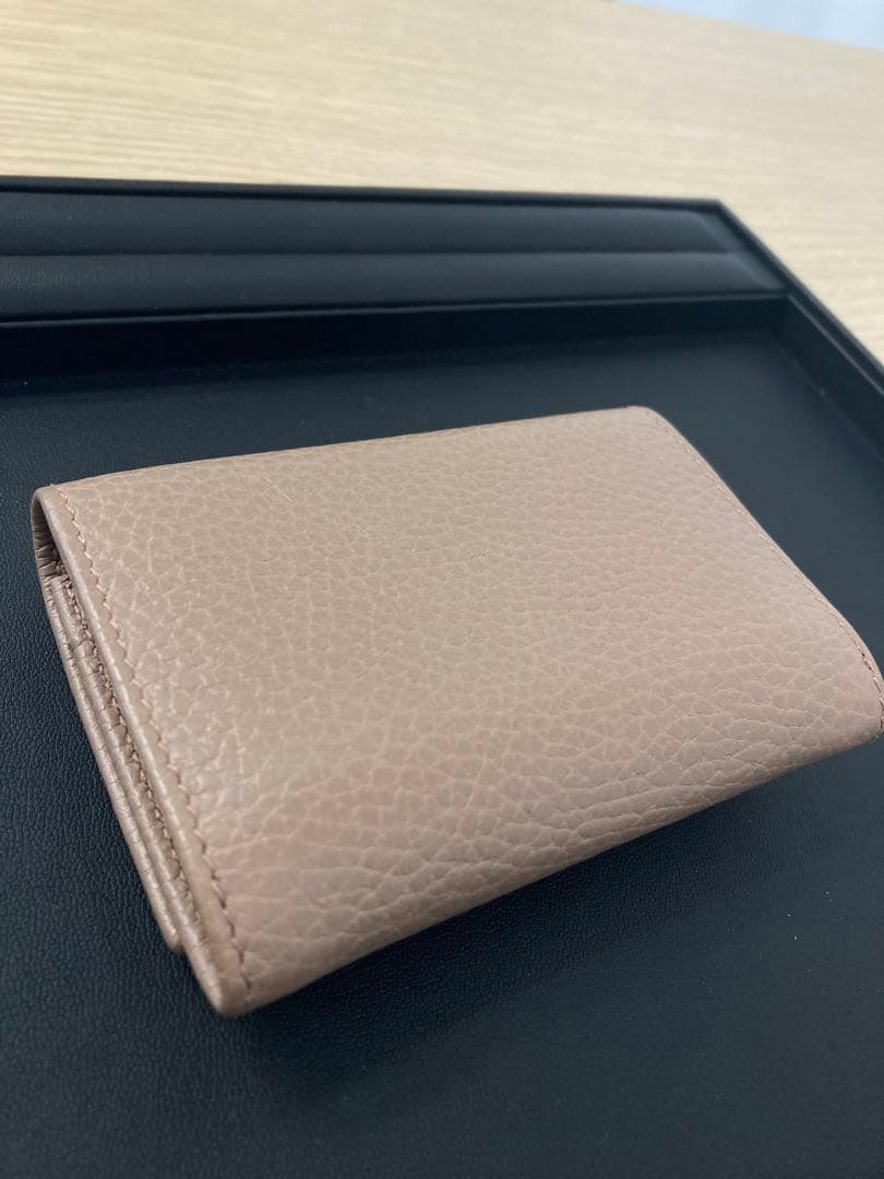 GUCCI GGロゴ マーモント レザー 名刺入れ/カードケース ベージュ◇