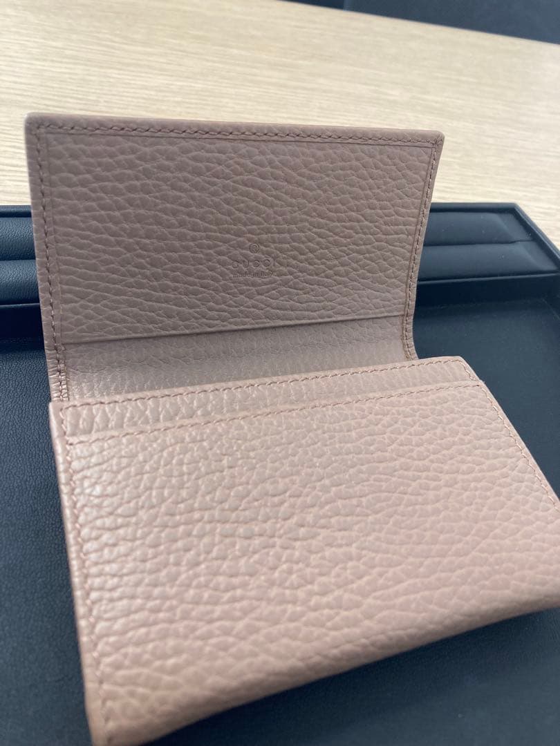 GUCCI GGロゴ マーモント レザー 名刺入れ/カードケース ベージュ◇