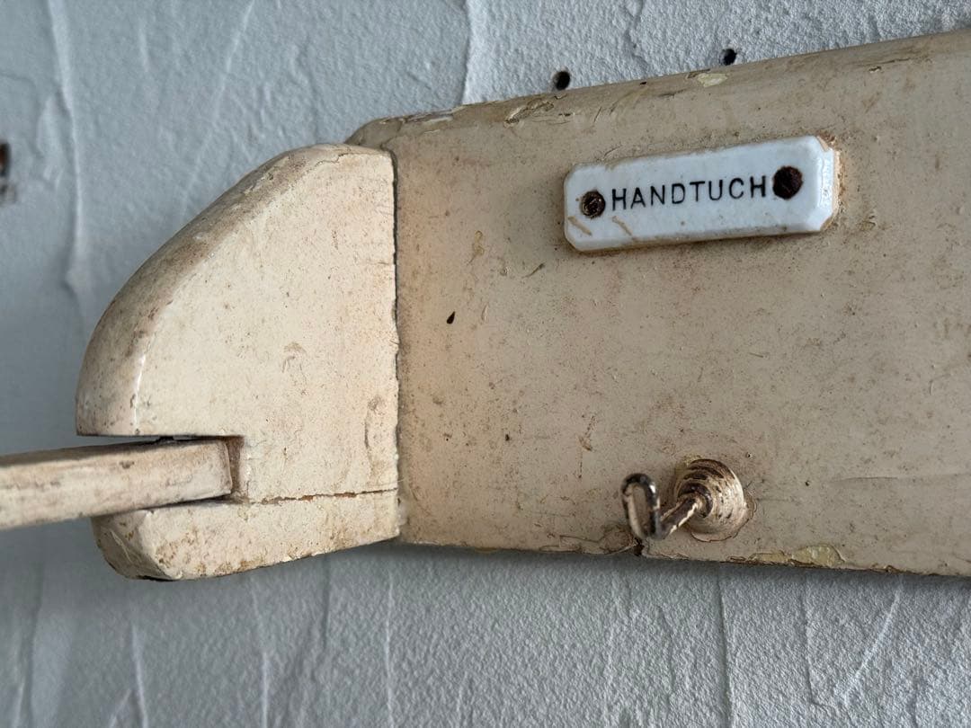 ドイツアンティーク　木製タオルハンガー　キッチンクロスホルダー　壁掛け